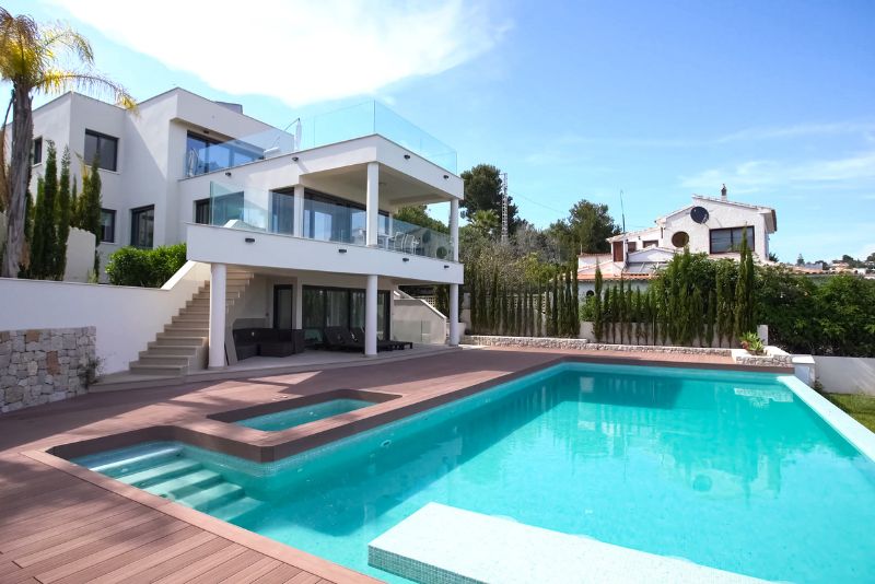 large pool in a family home backyard